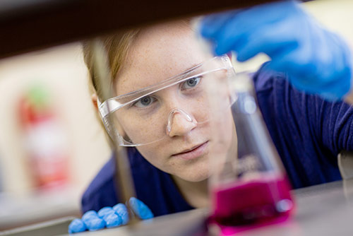 A student working in a lab